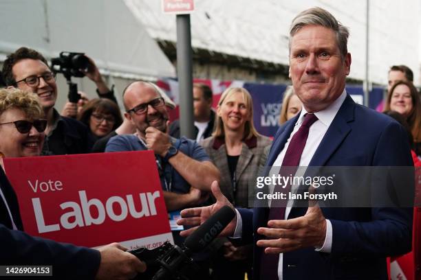 Labour leader Keir Starmer is greeted by Labour activists as he arrives at the Pullman Hotel ahead of Labour's annual party conference, on September...