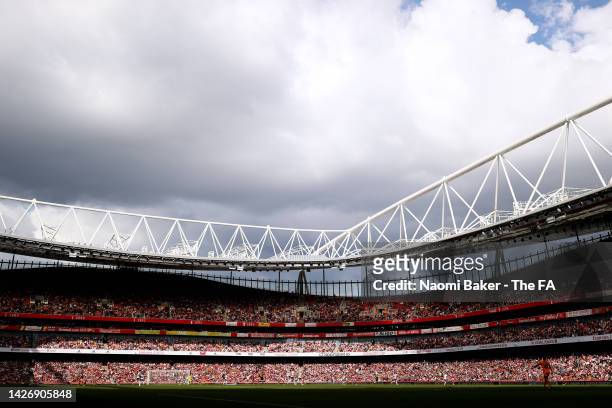 General view inside the stadium during the FA Women's Super League match between Arsenal and Tottenham Hotspur at Emirates Stadium on September 24,...
