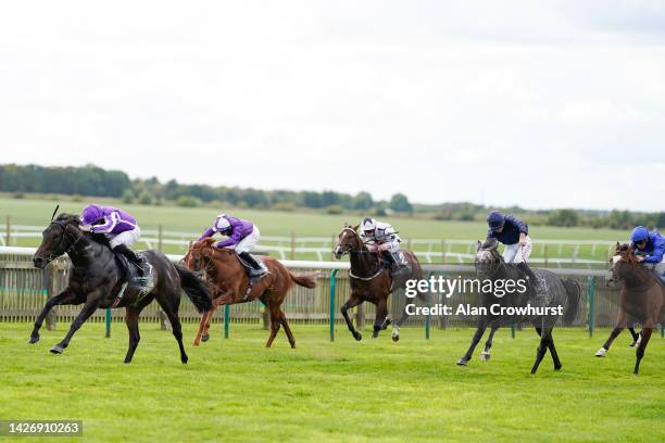 Ryan Moore riding Blackbeard win The Juddmonte Middle Park Stakes at Newmarket Racecourse on September 24, 2022 in Newmarket, England.