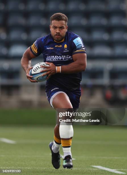 Ollie Lawrence of Worcester Warriors pictured during the Gallagher Premiership Rugby match between Worcester Warriors and Newcastle Falcons at...