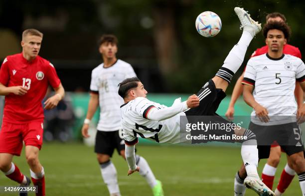 Yusuf Kabadayi of Germany controls the ballduring the UEFA Under-19 European Championship Qualifier between Germany U19 and Belarus U19 at...