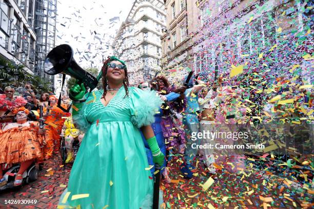 Team MOBILISE take part in the Pride Parade on September 24, 2022 in Birmingham, England. 25 queer artists from the West Midlands who met through...