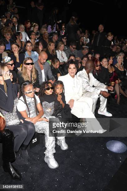 Kris Jenner and family are seen on the front row of the Dolce & Gabbana Fashion Show during the Milan Fashion Week Womenswear Spring/Summer 2023 on...