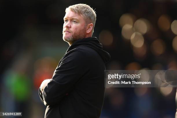 The manager of Peterborough United Grant McCann looks on during the Sky Bet League One between Peterborough United and Port Vale at London Road...
