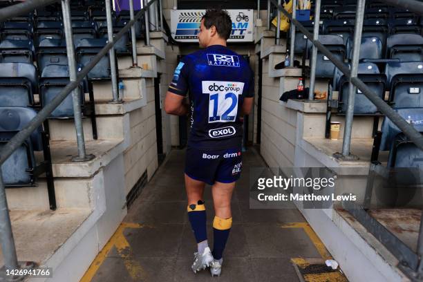 Francois Venter of Worcester Warriors walks down the tunnel following their side's victory in the Gallagher Premiership Rugby match between Worcester...