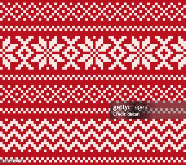 ilustrações de stock, clip art, desenhos animados e ícones de winter knitted wool sweater pattern with snowflakes and place for text. - jersey têxtil
