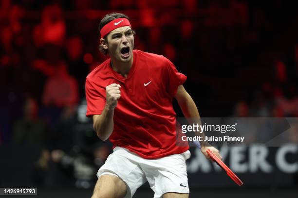 Taylor Fritz of Team World during the singles match between Cameron Norrie of Team Europe and Taylor Fritz of Team World during Day Two of the Laver...