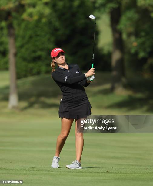 Gabby Lopez of Mexico hits her third shot on the 7th hole during the second round of the Walmart NW Arkansas Championship Presented by P&G at...