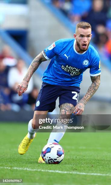 Joe Ward of Peterborough United in action during the Sky Bet League One match between Peterborough United and Port Vale at London Road Stadium on...