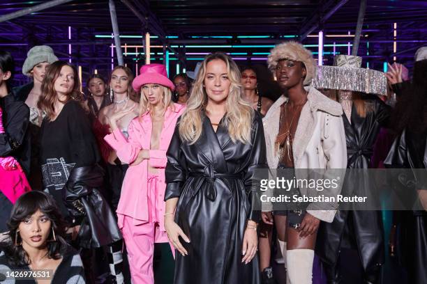 Marina Hoermanseder poses with models after the runway at the Hoermanseder x ABOUT YOU show during the ABOUT YOU Fashion Week Milan 2022 at Zona...