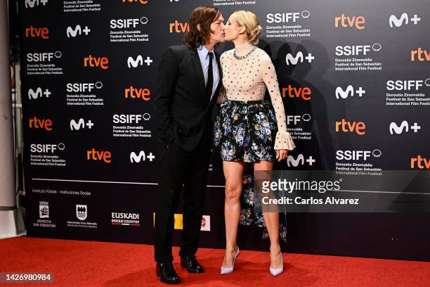 American actor Norman Reedus and german actress Diane Kruger attend "Marlowe" premiere during 70th San Sebastian International Film Festival at...