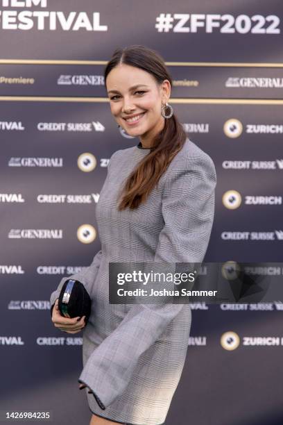 Janina Uhse attends the premiere of "Der Nachname" during the 18th Zurich Film Festival at Kongresshaus on September 24, 2022 in Zurich, Switzerland.