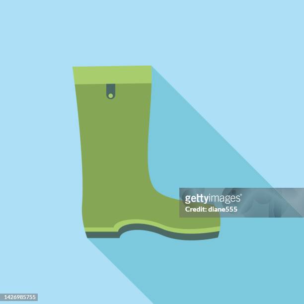ilustrações de stock, clip art, desenhos animados e ícones de rubber wading boots - cute simple flat color fishing icon - waders
