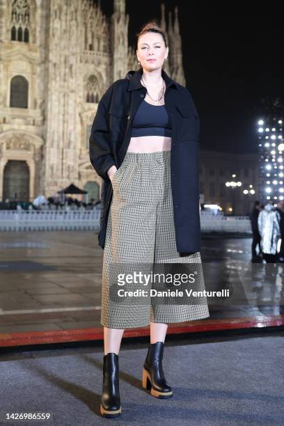 Maria Sharapova is seen on the front row of the Moncler Fashion Show during the Milan Fashion Week Womenswear Spring/Summer 2023 on September 24,...