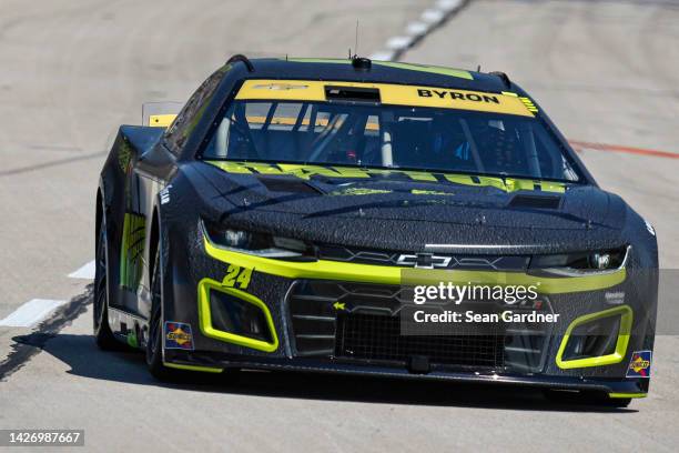 William Byron, driver of the RaptorTough.com Chevrolet, drives during practice for the NASCAR Cup Series Auto Trader EchoPark Automotive 500 at Texas...