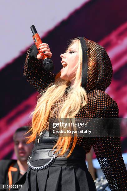Avril Lavigne performs onstage during the Daytime Stage at the 2022 iHeartRadio Music Festival held at AREA15 on September 24, 2022 in Las Vegas,...