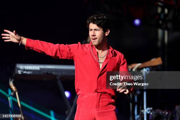 Nick Jonas of the Jonas Brothers performs onstage during Global Citizen Festival 2022: New York at Central Park on September 24, 2022 in New York...