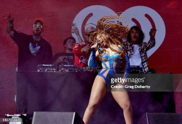 Chlöe performs with musical group Cheat Codes onstage during the Daytime Stage at the 2022 iHeartRadio Music Festival held at AREA15 on September 24,...
