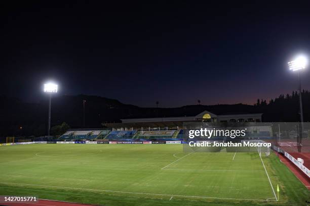 General view of the stadium prior to the Friendly International match between San Marino and Seychelles at San Marino Stadium on September 21, 2022...