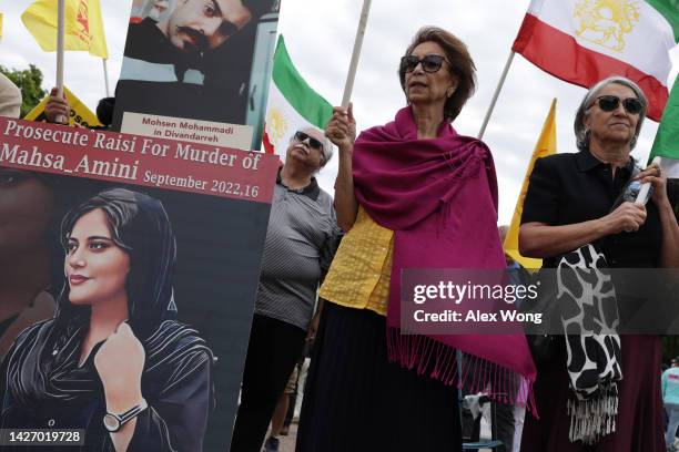 Activists demonstrate over the death of Mahsa Amini in Iran on September 24, 2022 near the White House in Washington, DC. Amini die after she was...