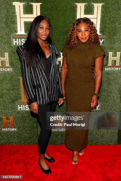 Venus Williams and Serena Williams attend HISTORYTalks 2022 on September 24, 2022 in Washington, DC.