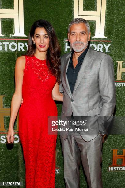Amal Clooney and George Clooney attend HISTORYTalks 2022 on September 24, 2022 in Washington, DC.