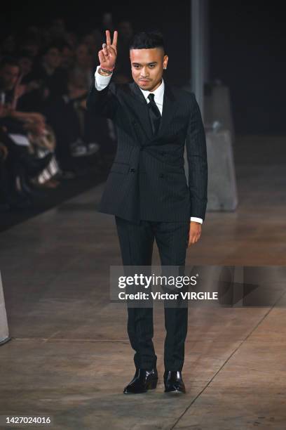 Fashion designer Rhuigi Villaseñor walks the runway during the Bally Ready to Wear Spring/Summer 2023 fashion show as part of the Milan Fashion Week...