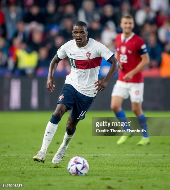 William Carvalho of Portugal in action during the UEFA Nations League League A Group 2 match between Czech Republic and Portugal at Fortuna Arena on...