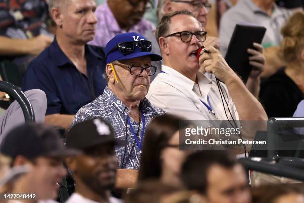 Former coach and current scout, Rene Lachemann during the MLB game at Chase Field on September 12, 2022 in Phoenix, Arizona. The Dodgers defeated the...