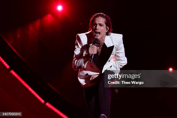 Damiano David of Måneskin performs onstage during Global Citizen Festival 2022: New York at Central Park on September 24, 2022 in New York City.