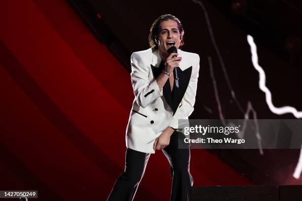 Damiano David of Måneskin performs onstage during Global Citizen Festival 2022: New York at Central Park on September 24, 2022 in New York City.
