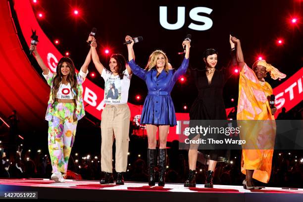 Priyanka Chopra Jonas, Anuscheh Amir-Khalili, Connie Britton, Payzee Mahmod and Natalia Kanem speak onstage during Global Citizen Festival 2022: New...