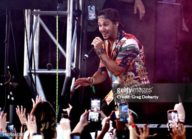 Carlos PenaVega of Big Time Rush performs onstage during the Daytime Stage at the 2022 iHeartRadio Music Festival held at AREA15 on September 24,...