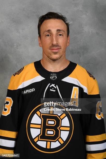 Brad Marchand of the Boston Bruins poses for his official headshot for the 2022-2023 season on September 22, 2022 at WGBH in Boston, Massachusetts.