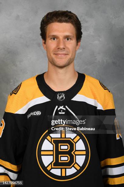 Pavel Zacha of the Boston Bruins poses for his official headshot for the 2022-2023 season on September 23, 2022 at WGBH in Boston, Massachusetts.