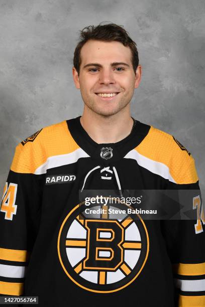 Jake DeBrusk of the Boston Bruins poses for his official headshot for the 2022-2023 season on September 22, 2022 at WGBH in Boston, Massachusetts.