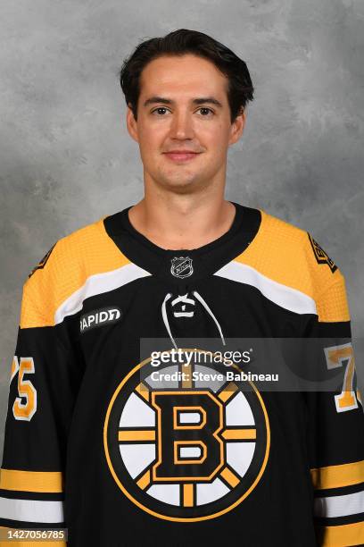 Connor Clifton of the Boston Bruins poses for his official headshot for the 2022-2023 season on September 22, 2022 at WGBH in Boston, Massachusetts.