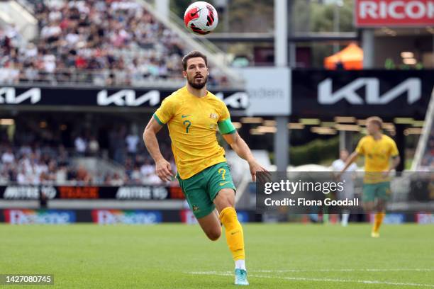 Mathew Leckie, captain of Australia chases during the International friendly match between the New Zealand All Whites and Australia Socceroos at Eden...