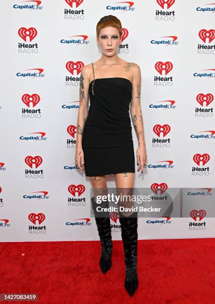 Halsey arrives at the 2022 iHeartRadio Music Festival at T-Mobile Arena on September 24, 2022 in Las Vegas, Nevada.