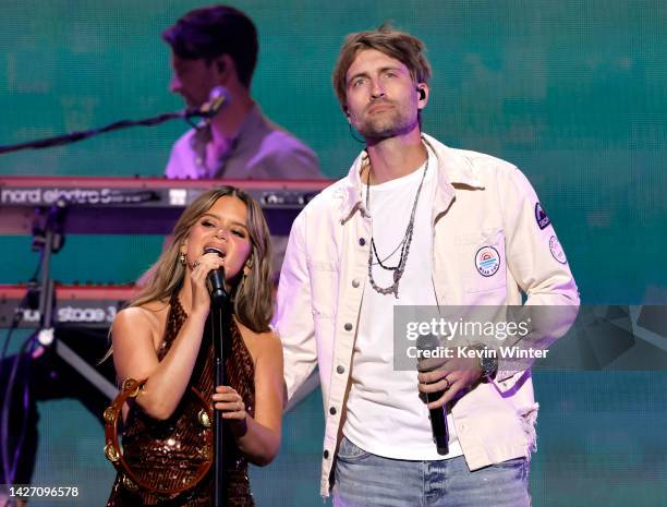 Maren Morris and Ryan Hurd perform onstage during the 2022 iHeartRadio Music Festival at T-Mobile Arena on September 24, 2022 in Las Vegas, Nevada.