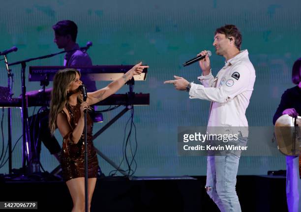 Maren Morris and Ryan Hurd perform onstage during the 2022 iHeartRadio Music Festival at T-Mobile Arena on September 24, 2022 in Las Vegas, Nevada.