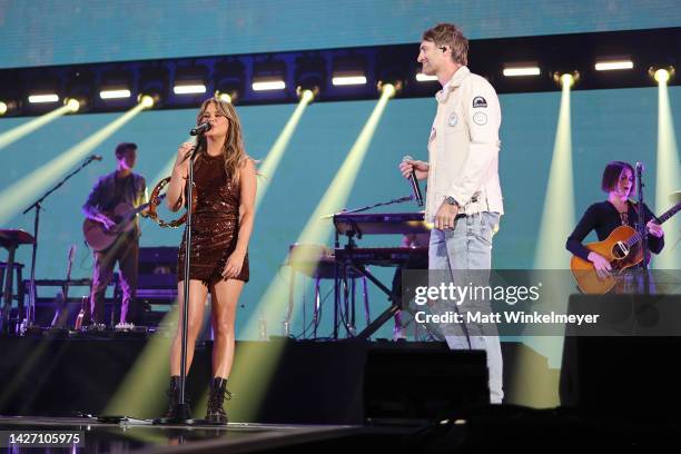 Maren Morris and Ryan Hurd perform onstage during the 2022 iHeartRadio Music Festival at T-Mobile Arena on September 24, 2022 in Las Vegas, Nevada.