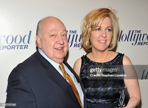 Roger Ailes, President of Fox News Channel and Elizabeth Tilson Ailes attend the Hollywood Reporter celebration of "The 35 Most Powerful People in...