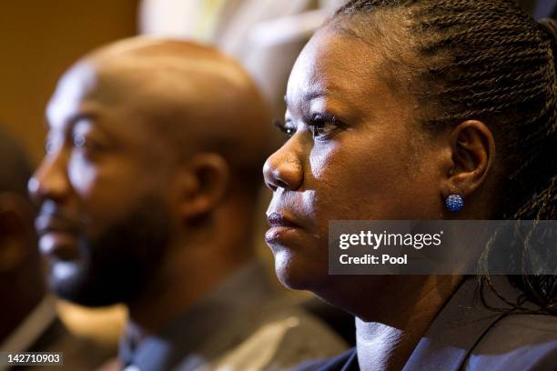 Parents of Trayvon Martin who was fatally shot by neighborhood watch captain George Zimmerman in Florida, mother Sybrina Fulton and Tracy Martin...