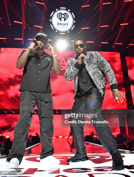 Bryson Tiller and Sean “Diddy" Combs perform onstage during the 2022 iHeartRadio Music Festival at T-Mobile Arena on September 24, 2022 in Las Vegas,...