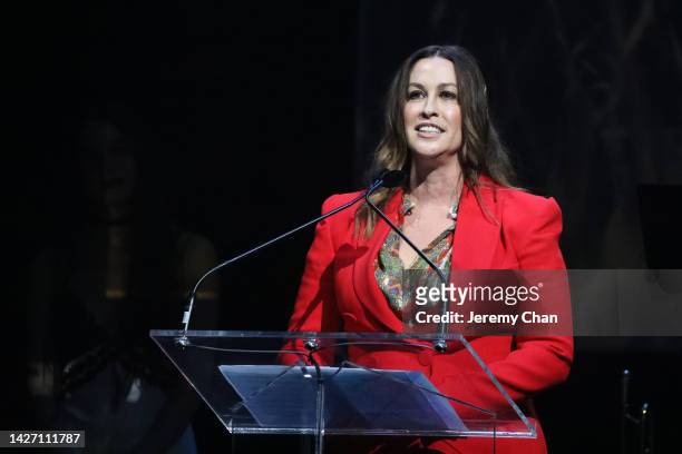 Alanis Morissette, 2022 Inductee speaks onstage during the 2022 Canadian Songwriters Hall Of Fame Gala at Massey Hall on September 24, 2022 in...