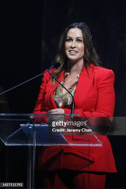 Alanis Morissette, 2022 Inductee speaks onstage during the 2022 Canadian Songwriters Hall Of Fame Gala at Massey Hall on September 24, 2022 in...