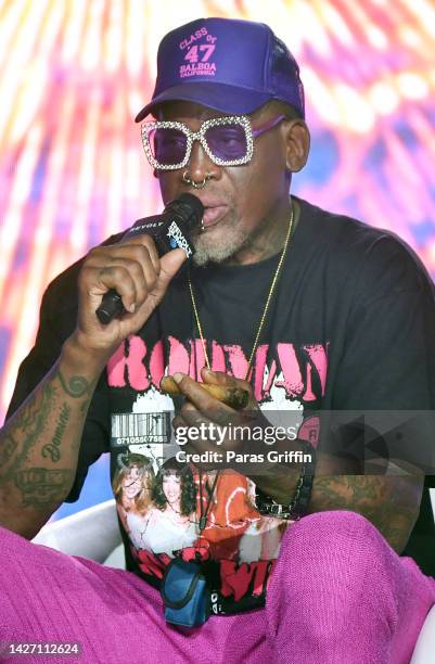Former NBA Basketball player Dennis Rodman speaks onstage during the 2022 Revolt Summit at 787 Windsor on September 24, 2022 in Atlanta, Georgia.