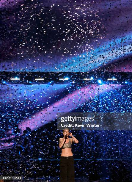 Confetti drops while Halsey performs onstage during the 2022 iHeartRadio Music Festival at T-Mobile Arena on September 24, 2022 in Las Vegas, Nevada.
