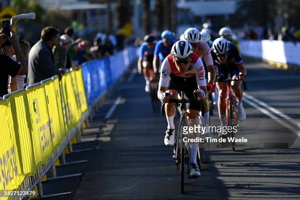 Mauro Schmid of Switzerland competes in the chase group during the 95th UCI Road World Championships 2022, Men Elite Road Race a 266,9km race from...